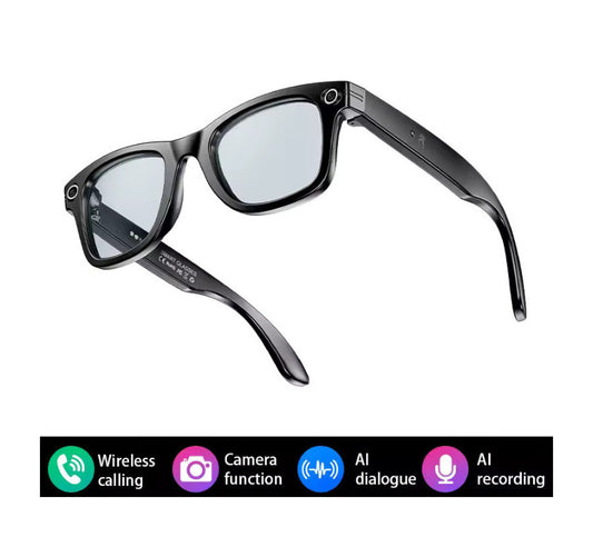 AI Smart Glasses with Camera and Stereo Speakers